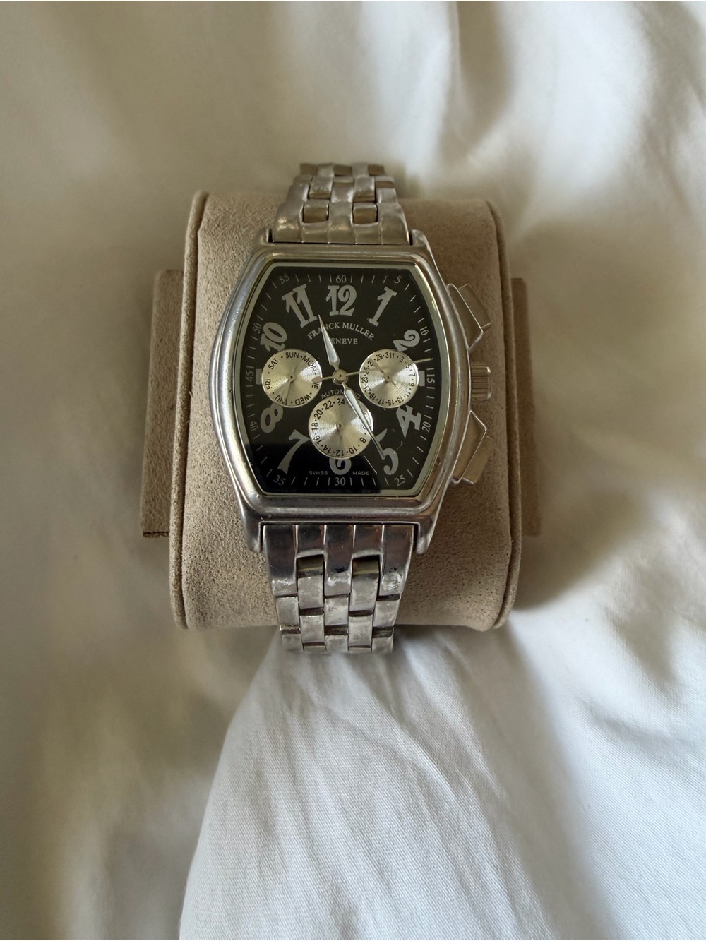 Men's Stainless Steel Chronograph Watch in Black and Silver
